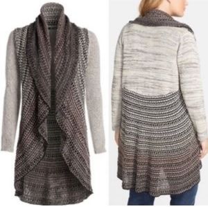 NIC + ZOE Shawl Collar Open Front Crochet Duster Women Size Large